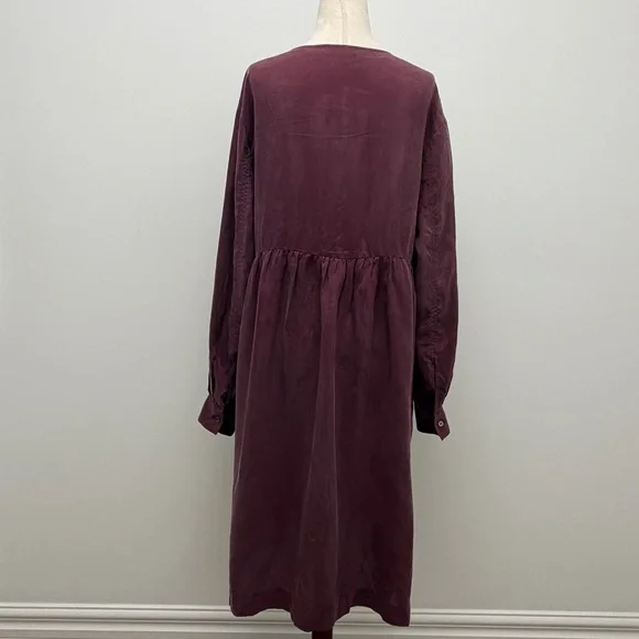 Robert Friedman Long Sleeve Cupro Burgundy Midi Dress Size Small - Picture 7 of 12
